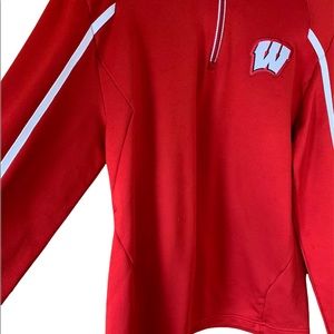 University of  Wisconsin Badgers Adidas Red long sleeve shirt  1/4 zip Size S
